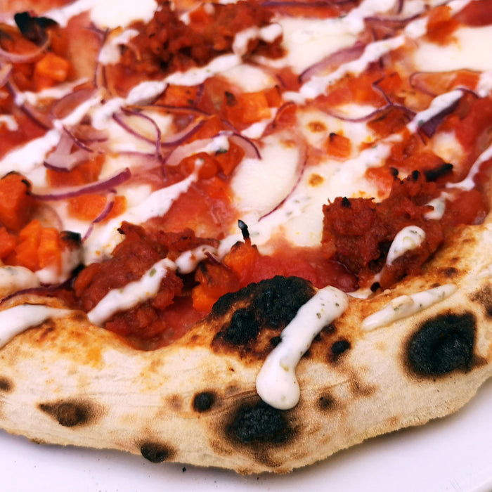 Pizza con nduja vegetariana e zucca