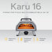 Ooni Karu 16 16" Multi-fuel Pizza Oven against white background with key features information